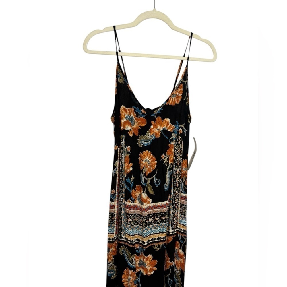 NWT Spaghetti Strap Black Floral Open Back Lace Maxi Dress Size Small - Picture 3 of 9